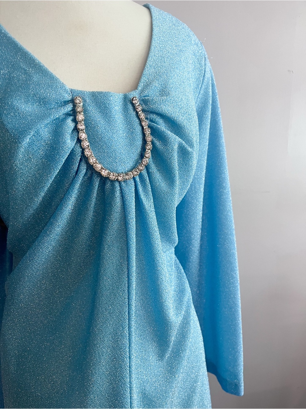 Sparkle Blue Jewel-Accent Women's Dress Vintage 1960s/70s